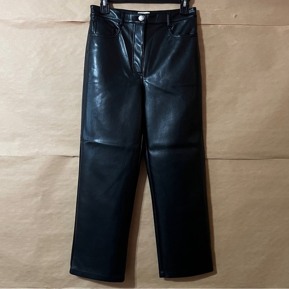 Aritzia | Wilfred The Melina Cropped Pants Vegan Leather High Rise Black Size 4 - Picture 1 of 11